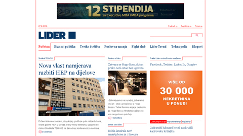 Redizajnirane web stranice Lidera